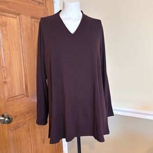Eileen FisherV-Neck Brown Long Sleeve Soft Material Tunic